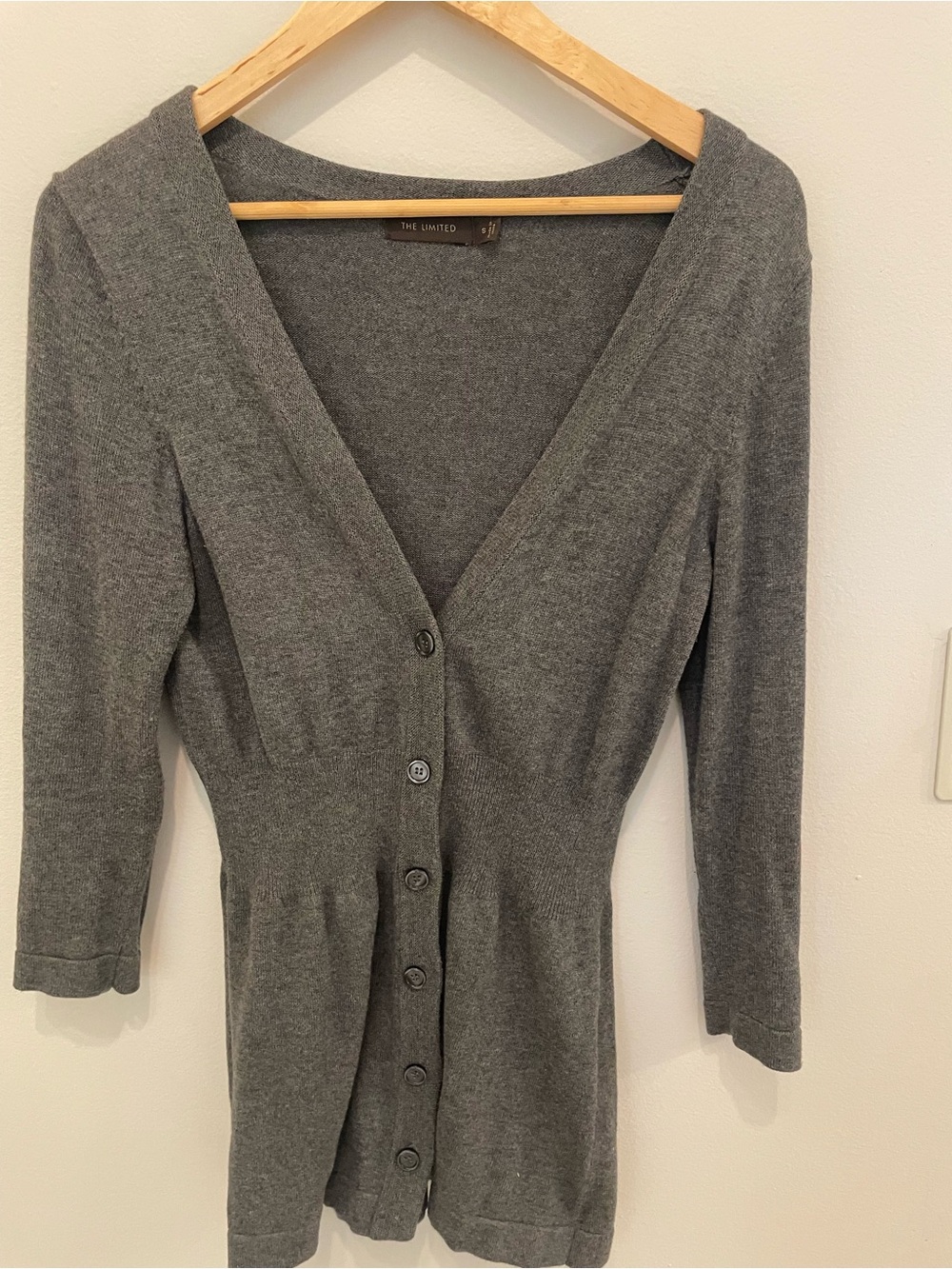The Limited Gray Button-Front V-Neck Cardigan